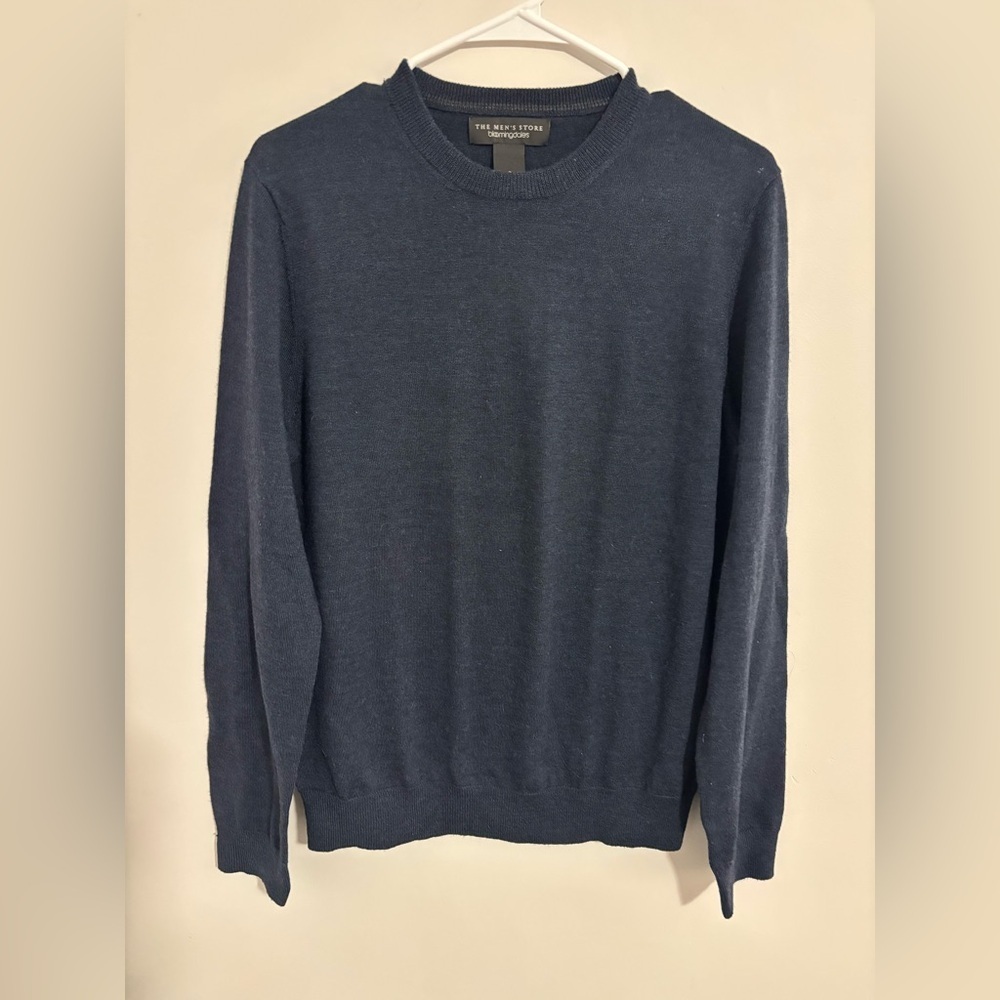 Bloomingdale's Charcoal Crewneck Sweater 100% Merino Wool Size Small